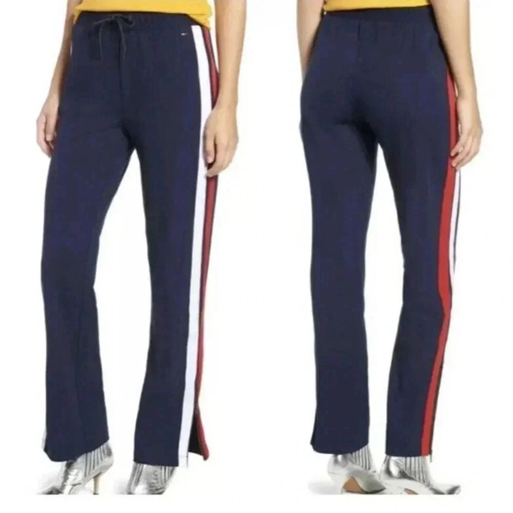 Tommy Jeans TJW Vintage Sport Pants Size 26 2 Navy Side Stripes NEW 990 - Picture 1 of 4